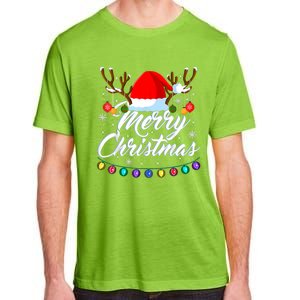 Merry Christmas Red Santa Hat Reindeer Xmas Matching Family Adult ChromaSoft Performance T-Shirt