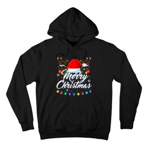 Merry Christmas Red Santa Hat Reindeer Xmas Matching Family Hoodie