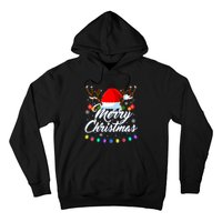 Merry Christmas Red Santa Hat Reindeer Xmas Matching Family Hoodie