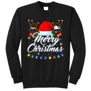 Merry Christmas Red Santa Hat Reindeer Xmas Matching Family Sweatshirt