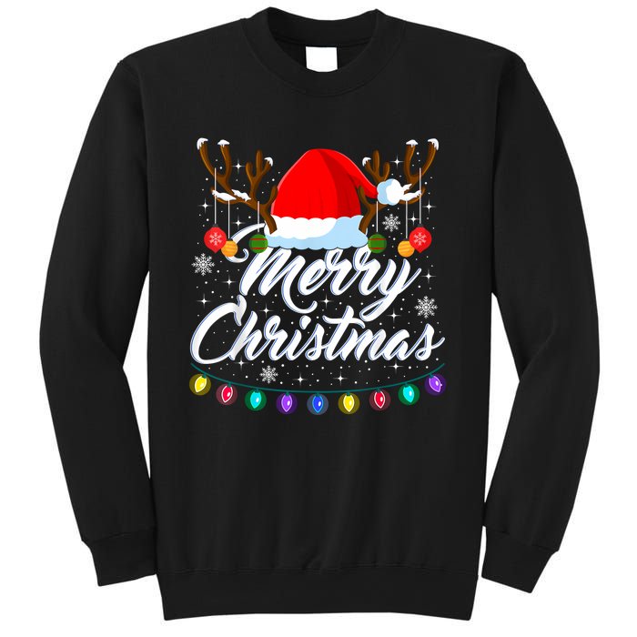 Merry Christmas Red Santa Hat Reindeer Xmas Matching Family Sweatshirt