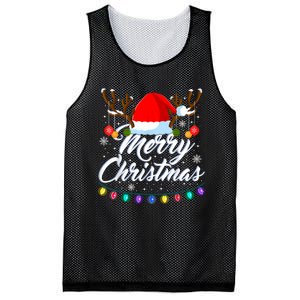 Merry Christmas Red Santa Hat Reindeer Xmas Matching Family Mesh Reversible Basketball Jersey Tank