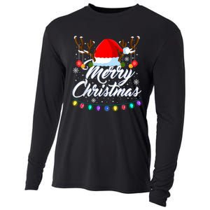 Merry Christmas Red Santa Hat Reindeer Xmas Matching Family Cooling Performance Long Sleeve Crew