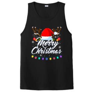 Merry Christmas Red Santa Hat Reindeer Xmas Matching Family PosiCharge Competitor Tank