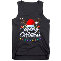 Merry Christmas Red Santa Hat Reindeer Xmas Matching Family Tank Top