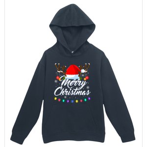 Merry Christmas Red Santa Hat Reindeer Xmas Matching Family Urban Pullover Hoodie