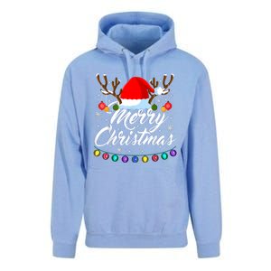 Merry Christmas Red Santa Hat Reindeer Xmas Matching Family Unisex Surf Hoodie