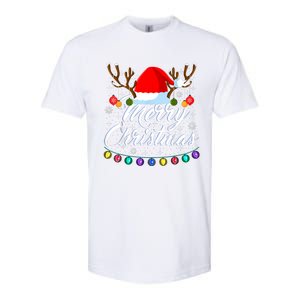 Merry Christmas Red Santa Hat Reindeer Xmas Matching Family Softstyle CVC T-Shirt