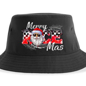 Merry Christmas Race Car Xmas Racing Santa Claus Pajamas Sustainable Bucket Hat