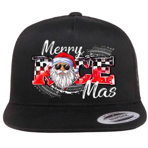 Merry Christmas Race Car Xmas Racing Santa Claus Pajamas Flat Bill Trucker Hat