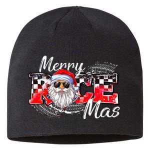 Merry Christmas Race Car Xmas Racing Santa Claus Pajamas Sustainable Beanie