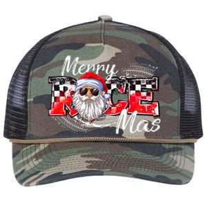 Merry Christmas Race Car Xmas Racing Santa Claus Pajamas Retro Rope Trucker Hat Cap