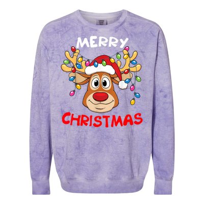 Merry Christmas Reindeer Xmas Family Colorblast Crewneck Sweatshirt