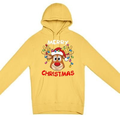 Merry Christmas Reindeer Xmas Family Premium Pullover Hoodie