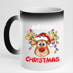 Merry Christmas Reindeer Xmas Family 11oz Black Color Changing Mug