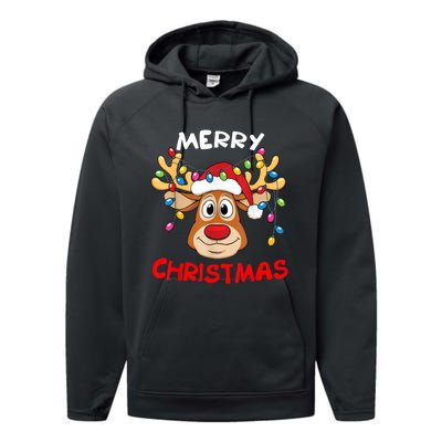 Merry Christmas Reindeer Xmas Family Performance Fleece Hoodie