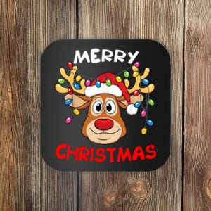 Merry Christmas Reindeer Xmas Family Coaster