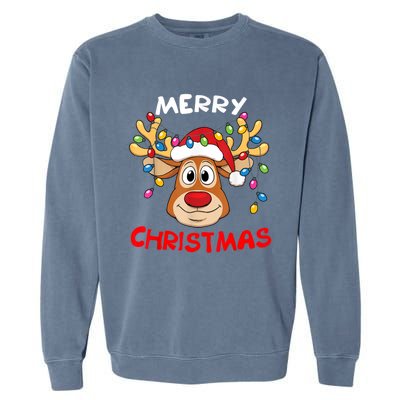 Merry Christmas Reindeer Xmas Family Garment-Dyed Sweatshirt