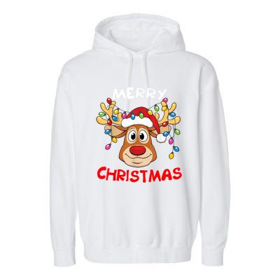 Merry Christmas Reindeer Xmas Family Garment-Dyed Fleece Hoodie