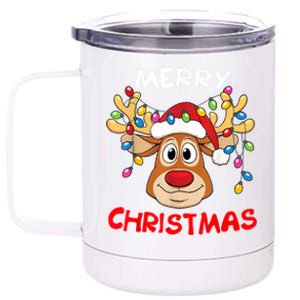 Merry Christmas Reindeer Xmas Family 12 oz Stainless Steel Tumbler Cup