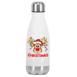 Merry Christmas Reindeer Xmas Family Stainless Steel Insulated Water Bottle