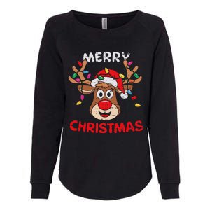 Merry Christmas Reindeer Lights Red Santa Hat Xmas Family Womens California Wash Sweatshirt