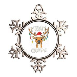 Merry Christmas Reindeer Lights Xmas Family Funny Gift Metallic Star Ornament