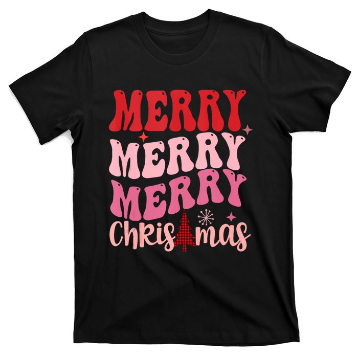 Merry Christmas Red Plaid Xmas Tree Retro Cute Tank Top T-Shirt