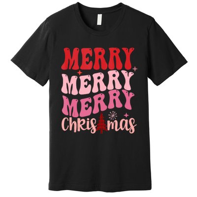 Merry Christmas Red Plaid Xmas Tree Retro Cute Tank Top Premium T-Shirt