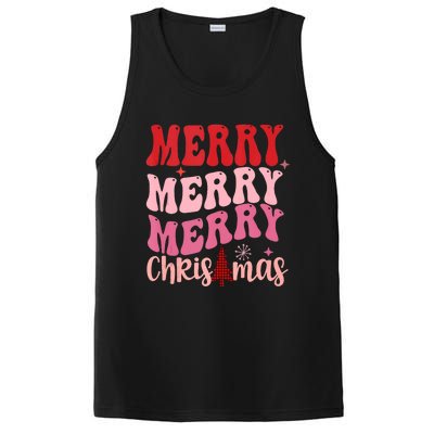 Merry Christmas Red Plaid Xmas Tree Retro Cute Tank Top PosiCharge Competitor Tank