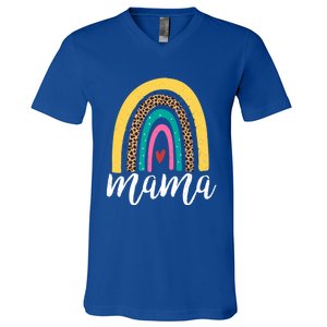 Mama Cute Retro Rainbow Distressed Inspirational Mom Gift V-Neck T-Shirt