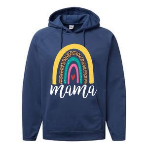 Mama Cute Retro Rainbow Distressed Inspirational Mom Gift Performance Fleece Hoodie