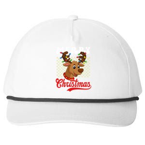 Merry Christmas Reindeer Funny Family Christmas Gift Snapback Five-Panel Rope Hat