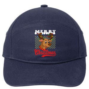 Merry Christmas Reindeer Funny Family Christmas Gift 7-Panel Snapback Hat