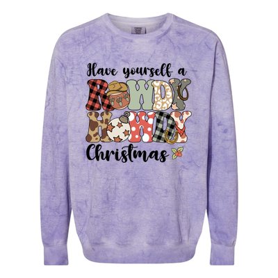 Merry Christmas Retro Xmas Have Yourself Rowdy Howdy Meaningful Gift Colorblast Crewneck Sweatshirt