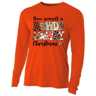 Merry Christmas Retro Xmas Have Yourself Rowdy Howdy Meaningful Gift Cooling Performance Long Sleeve Crew