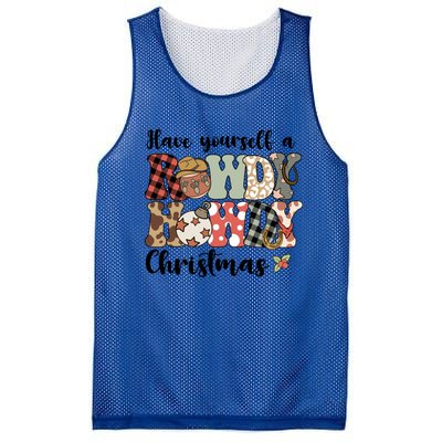 Merry Christmas Retro Xmas Have Yourself Rowdy Howdy Meaningful Gift Mesh Reversible Basketball Jersey Tank