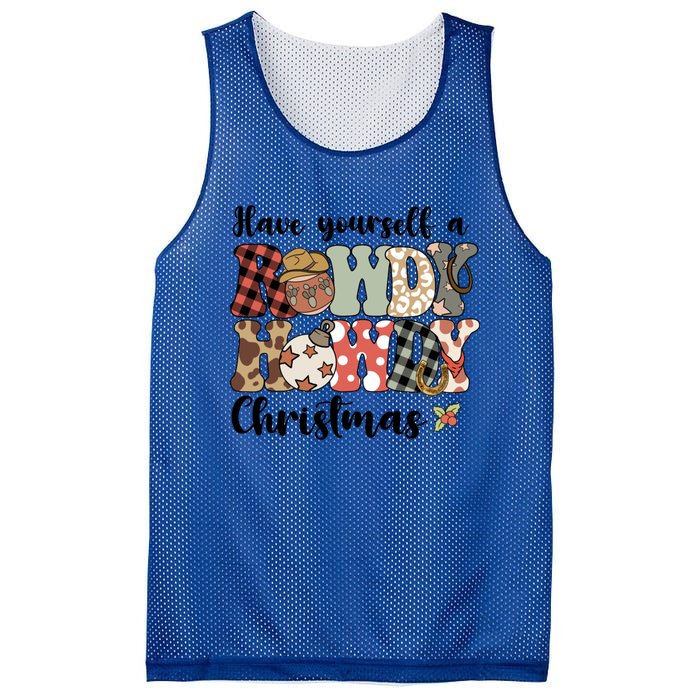 Merry Christmas Retro Xmas Have Yourself Rowdy Howdy Meaningful Gift Mesh Reversible Basketball Jersey Tank