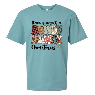 Merry Christmas Retro Xmas Have Yourself Rowdy Howdy Meaningful Gift Sueded Cloud Jersey T-Shirt