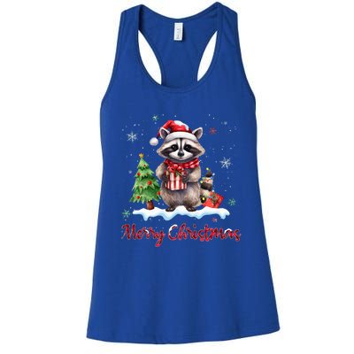 Merry Christmas Raccoon Christmas Xmas Gift For Animal Lover  Women's Racerback Tank