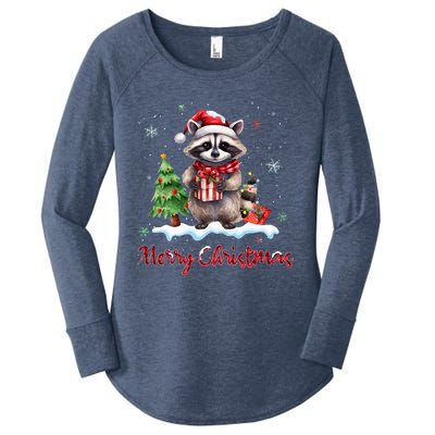 Merry Christmas Raccoon Christmas Xmas Gift For Animal Lover  Women's Perfect Tri Tunic Long Sleeve Shirt