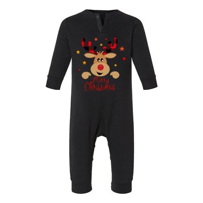 Merry Christmas Reindeer Holiday Cute Infant Fleece One Piece