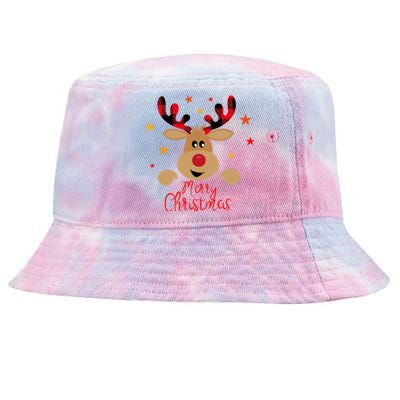 Merry Christmas Reindeer Holiday Cute Tie-Dyed Bucket Hat