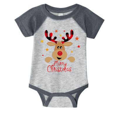 Merry Christmas Reindeer Holiday Cute Infant Baby Jersey Bodysuit