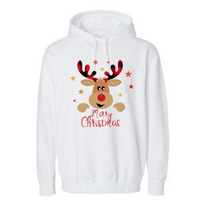 Merry Christmas Reindeer Holiday Cute Garment-Dyed Fleece Hoodie