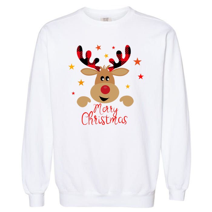 Merry Christmas Reindeer Holiday Cute Garment-Dyed Sweatshirt