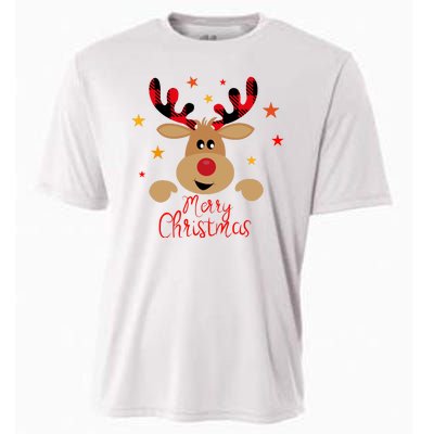 Merry Christmas Reindeer Holiday Cute Cooling Performance Crew T-Shirt