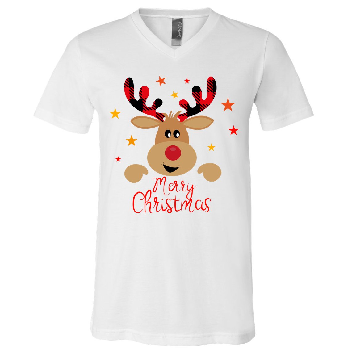 Merry Christmas Reindeer Holiday Cute V-Neck T-Shirt