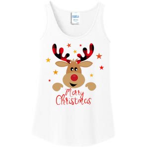 Merry Christmas Reindeer Holiday Cute Ladies Essential Tank