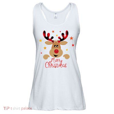 Merry Christmas Reindeer Holiday Cute Ladies Essential Flowy Tank